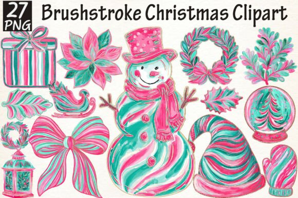 Brushstroke Christmas Clipart Bundle Illustrations
