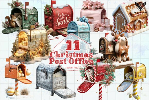 Christmas Post Office PNG: Festive Illustrations for Crafters