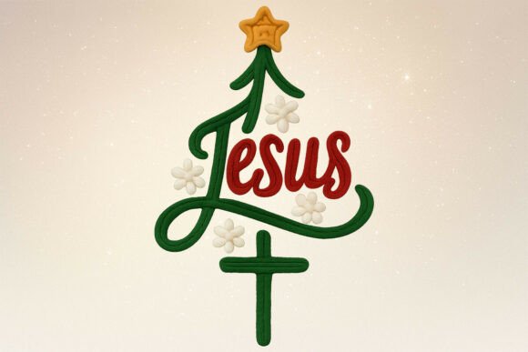 Cozy Yarn Jesus Tree: Festive Illustrations