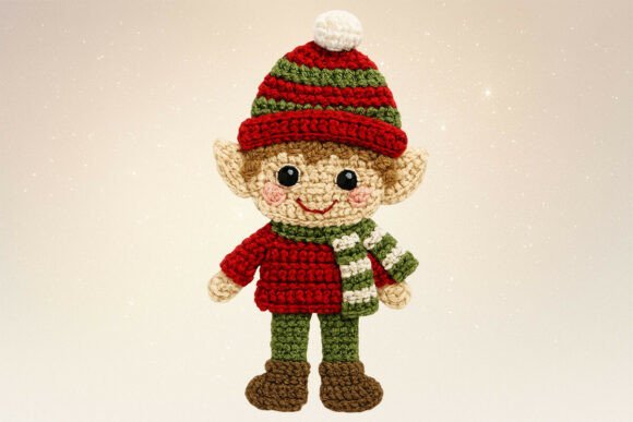Crochet Yarn Christmas Elf PNG: Festive Illustrations