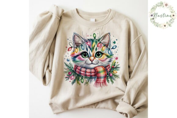 Cute Festive Cat Christmas Lights PNG: Illustrations Review
