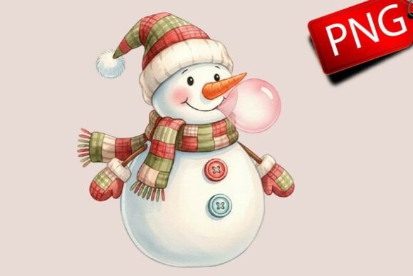 Cute Patchwork Snowman PNG for Illustrations