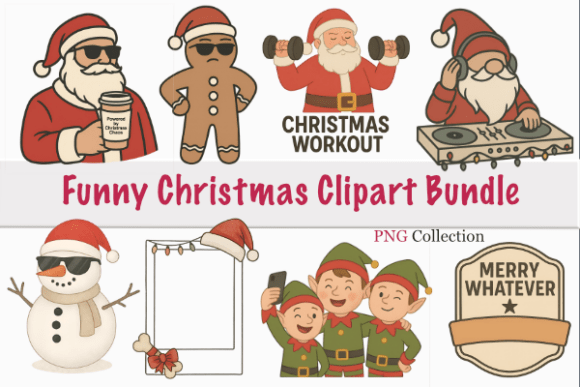 Funny Christmas PNG Bundle: Illustrations for Blogs