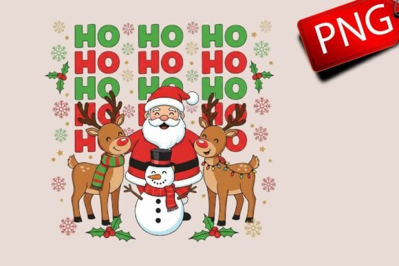 Funny Christmas PNG Santa Reindeer Illustrations