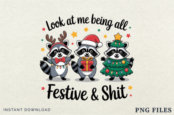 Funny Christmas Sarcastic Raccoon Png: Illustrations Review