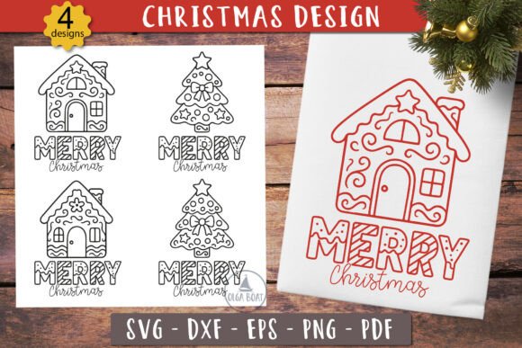 Gingerbread House Merry Christmas SVG: Festive Illustrations