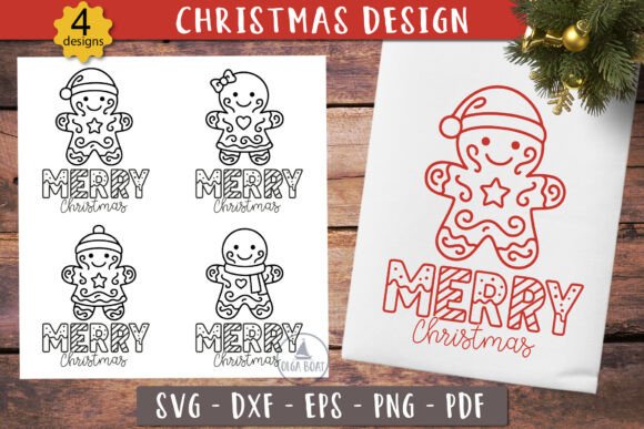 Gingerbread Man Merry Christmas SVG: Festive Illustrations