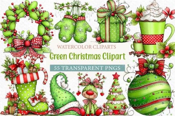 Green Christmas Clipart Png for Illustrations