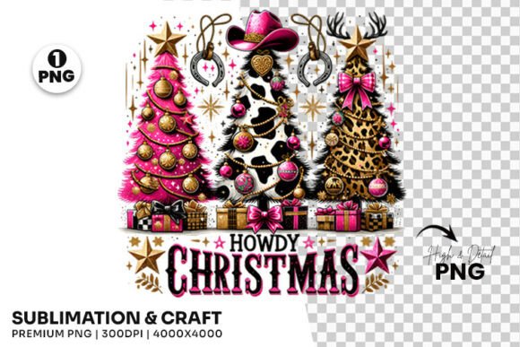 Howdy Cowgirl Christmas PNG for Illustrations
