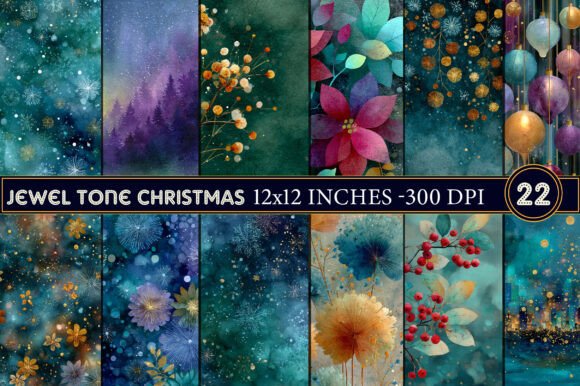 Jewel Tone Christmas Journal Paper Illustrations