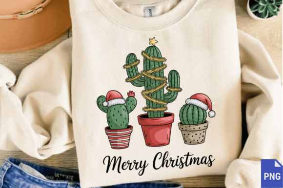 Merry Christmas Cactus Tree PNG: Festive Illustrations