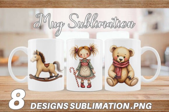 Nostalgic Plush Christmas Mug Wrap Illustrations
