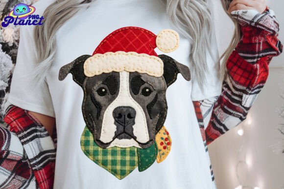 Patchwork Pitbull Christmas PNG for Illustrations