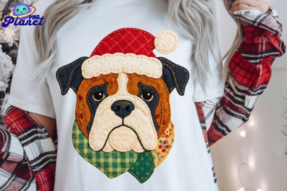 Quilted Bulldog Christmas PNG: Festive Illustrations