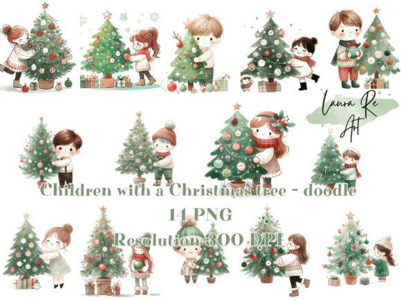 Review: Children with a Christmas Tree Doodle Design