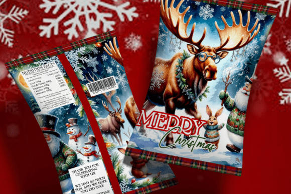 Reviewing Christmas Forest Chip Pack Design Illustrations