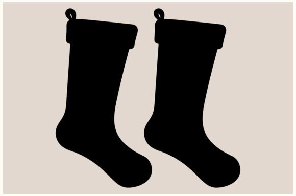 Reviewing the Christmas Stockings Silhouette Vector