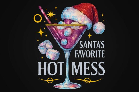 Santa’s Favorite Hot Mess Christmas PNG for Illustrations