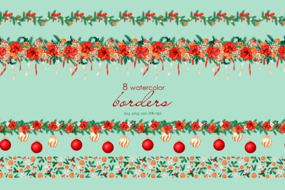 Scarlet Christmas Botanicals Borders Illustrations Review