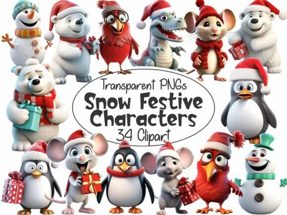 Snow Festive 3D Characters for Illustrations