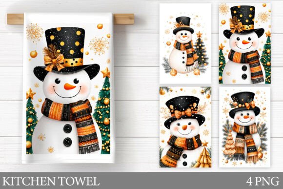 Snowman Christmas Towel: Festive Illustrations