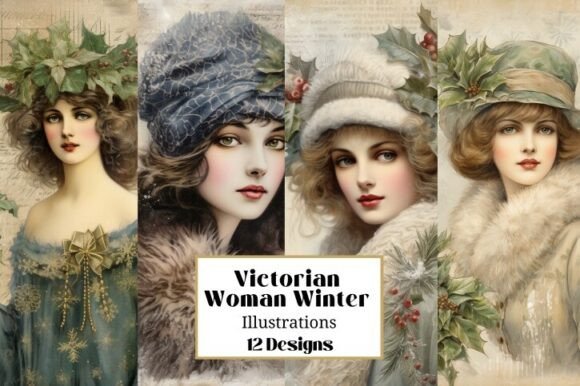 Victorian Christmas Woman Illustrations Review